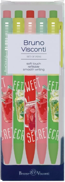 Обложка книги «Набор из 5 шариковых ручек FunClick. My refresh, синие»