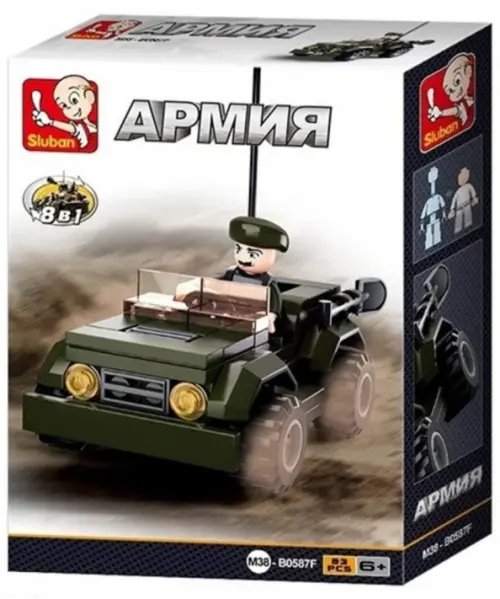 Конструктор Военный джип, 83 детали