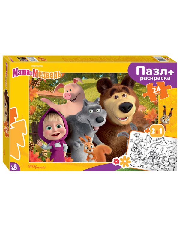 Дополнительное изображение книги «Puzzle maxi 24 + раскраска Маша и Медведь»