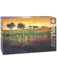 Пазл-1500. Поле подсолнухов и лаванды