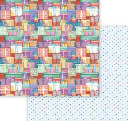 Бумага упаковочная двусторонняя Подарки Бумага упаковочная двусторонняя Подарки