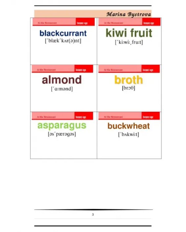 Flashcards. Карточки + примеры употребления. Еда, продукты. Часть 1