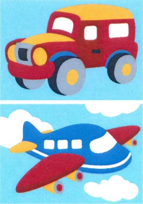 Рисование по номерам на картоне. Машинка, Самолет, А5