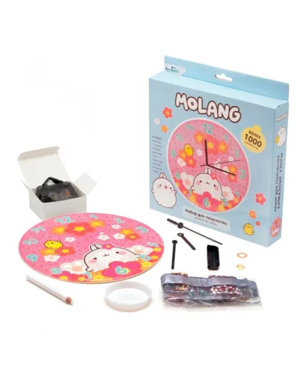Molang. Алмазные узоры. Часы. Поле цветов