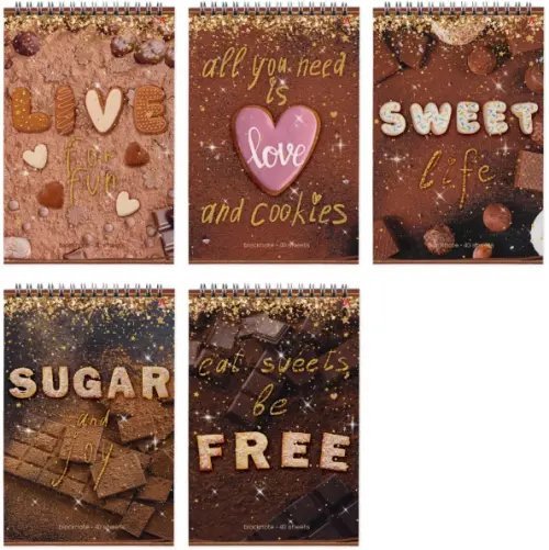 Обложка книги «Блокнот Sweet Life, 40 листов, клетка, А5, в ассортименте»