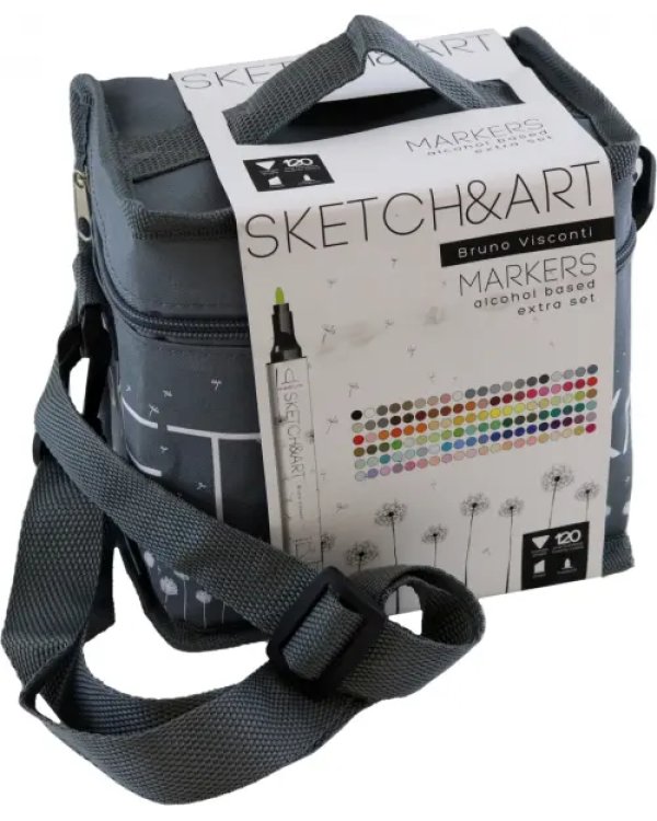 Набор скетч маркеров "Sketch&amp;Art", 120 цветов, двусторонние, в текстильной сумке