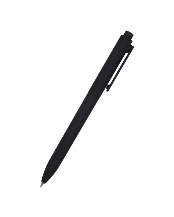 Ручка шариковая автоматическая SoftClick Black, под персонализацию, синяя