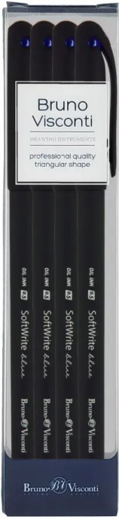 Набор масляных ручек SoftWrite. Black, синих, 4 штуки