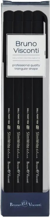 Набор шариковых ручек SlimWrite. Black, синих, 4 штуки