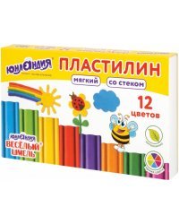 Пластилин мягкий Веселый шмель, 12 цветов, со стеком