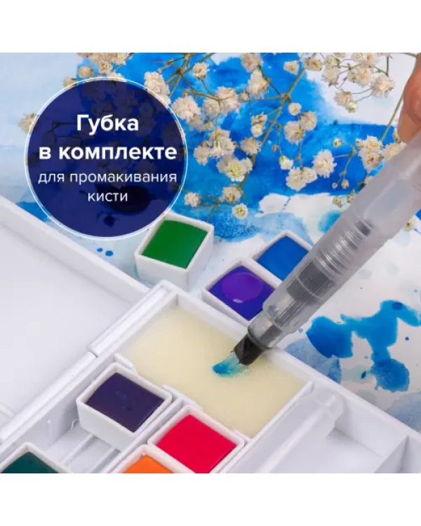 Акварель художественная, 12 цветов, в кюветах