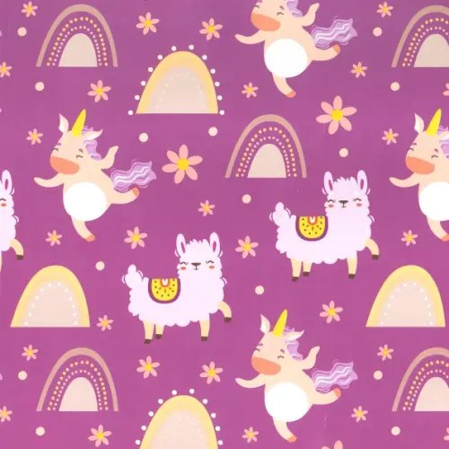 Бумага упаковочная Ламы и Единороги Бумага упаковочная Ламы и Единороги