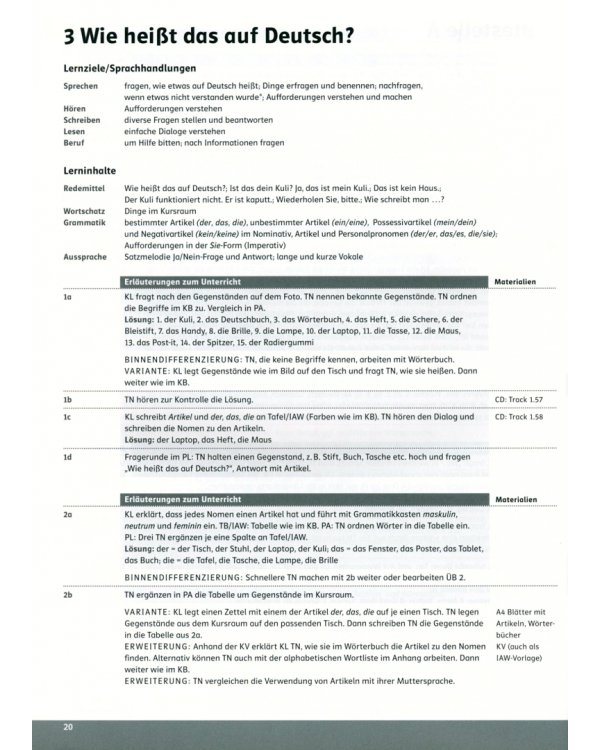 Linie 1 A1. Deutsch in Alltag und Beruf. Lehrerhandbuch