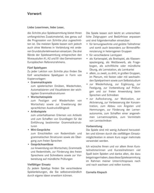Schritte plus 1+2. Spielesammlung zu Band 1 und 2. Deutsch als Fremdsprache