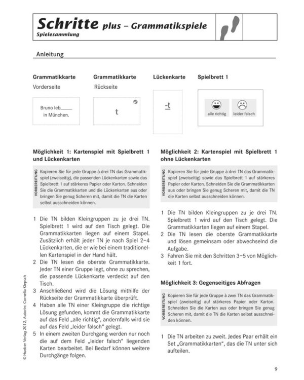 Schritte plus 1+2. Spielesammlung zu Band 1 und 2. Deutsch als Fremdsprache