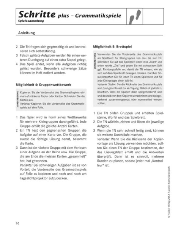 Schritte plus 1+2. Spielesammlung zu Band 1 und 2. Deutsch als Fremdsprache