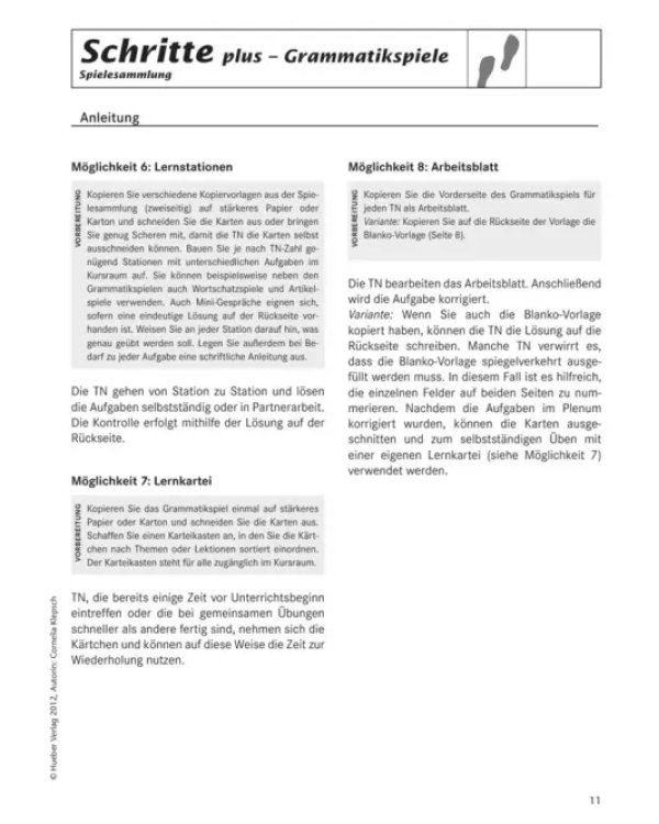 Schritte plus 1+2. Spielesammlung zu Band 1 und 2. Deutsch als Fremdsprache