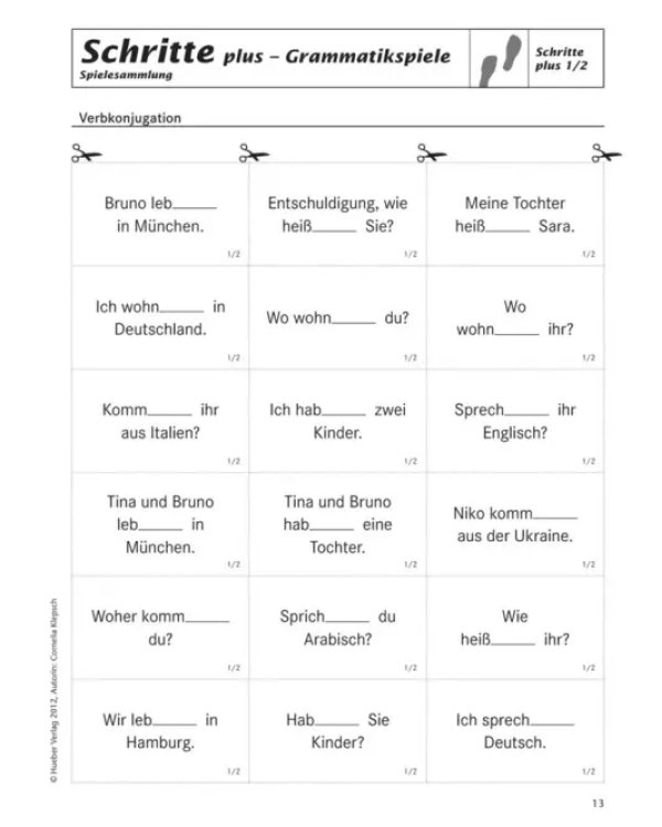 Schritte plus 1+2. Spielesammlung zu Band 1 und 2. Deutsch als Fremdsprache