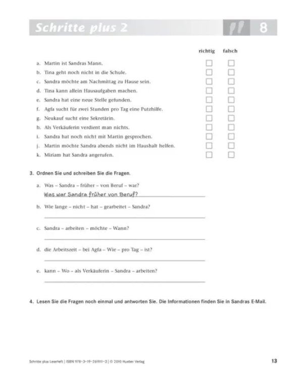 Schritte plus. Leseheft. Deutsch als Fremdsprache