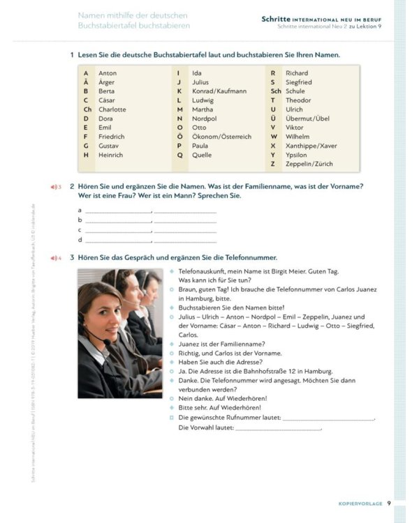 Schritte international Neu 2–6. Deutsch im Beruf Kopiervorlagen mit Audios online