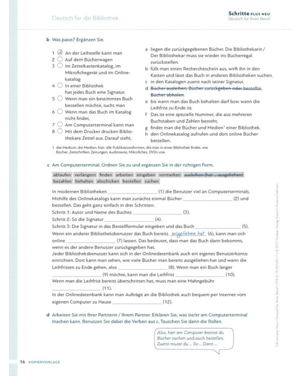 Schritte plus Neu 3–6 Deutsch für Ihren Beruf. Kopiervorlagen. Deutsch als Zweitsprache