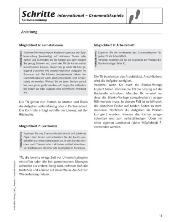 Schritte international 5+6. Spielesammlung zu Band 5 und 6. Deutsch als Fremdsprache