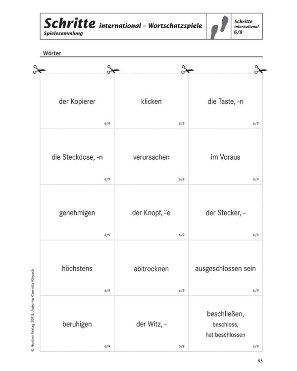 Schritte international 5+6. Spielesammlung zu Band 5 und 6. Deutsch als Fremdsprache