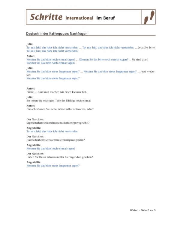Schritte international im Beruf 3-6. 2 Audio-CDs mit Transkriptionen. Deutsch in der Kaffeepause