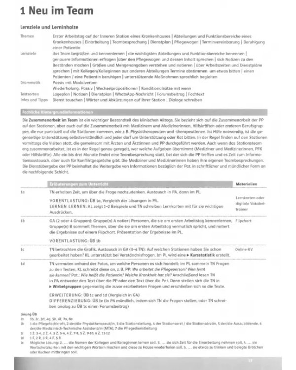 Linie 1 Pflege B2. Deutsch für Pflegeberufe. Lehrerhandbuch
