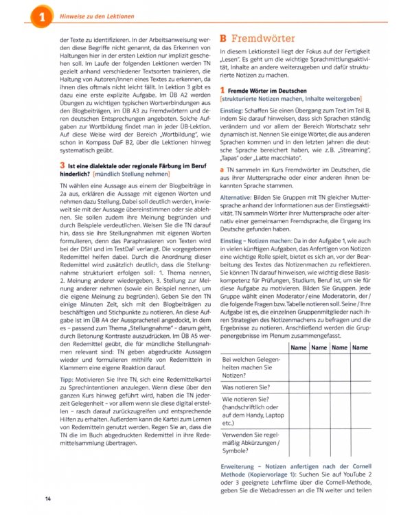 Kompass DaF C1. Deutsch für Studium und Beruf. Unterrichtshandreichung