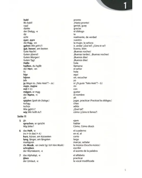 Geni@l klick A1. Deutsch als Fremdsprache für Jugendliche. Glossar Deutsch-Spanisch