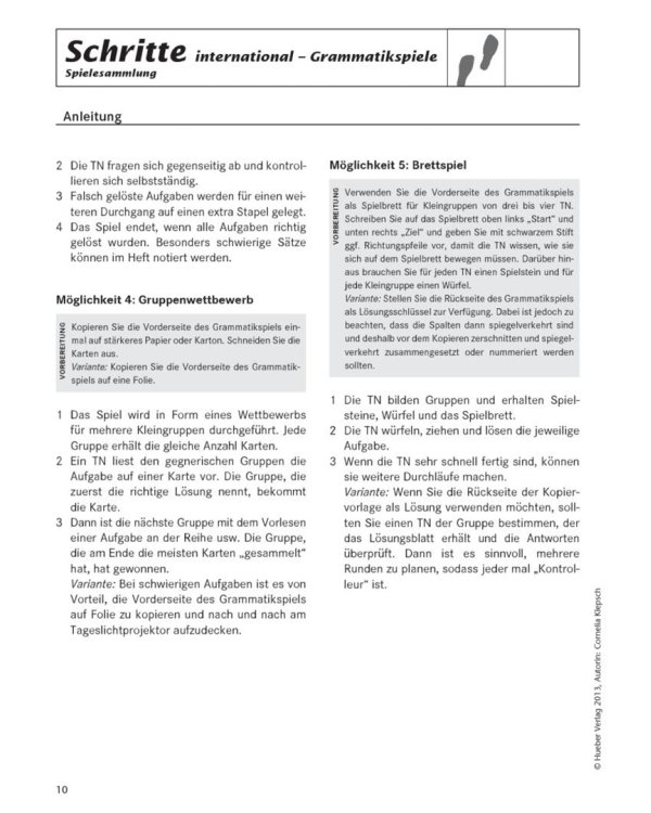 Schritte international 3+4. Spielesammlung zu Band 3 und 4. Deutsch als Fremdsprache