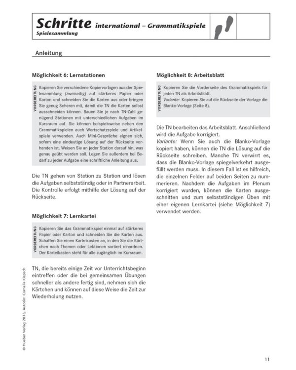 Schritte international 3+4. Spielesammlung zu Band 3 und 4. Deutsch als Fremdsprache
