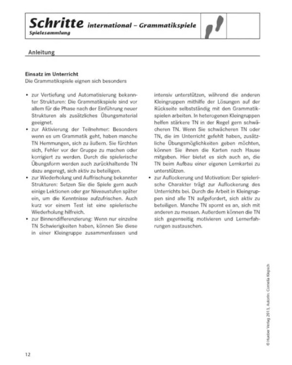 Schritte international 3+4. Spielesammlung zu Band 3 und 4. Deutsch als Fremdsprache