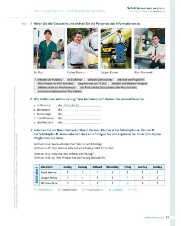 Schritte plus Neu im Beruf 2–6. Kopiervorlagen. Deutsch als Zweitsprache