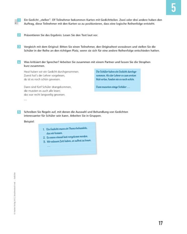 Zwischendurch mal ... Gedichte. Kopiervorlagen. Deutsch als Fremdsprache