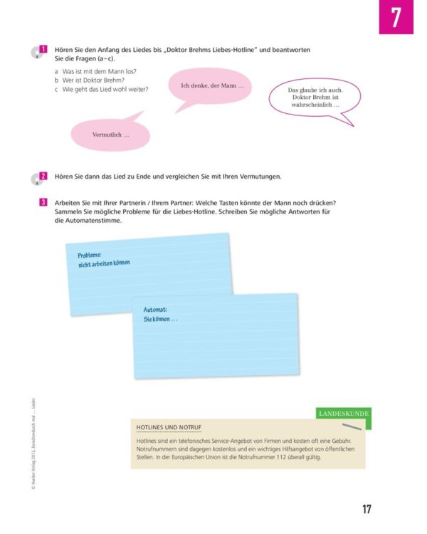 Zwischendurch mal ... Lieder. Kopiervorlagen mit Audio-CD. Deutsch als Fremdsprache