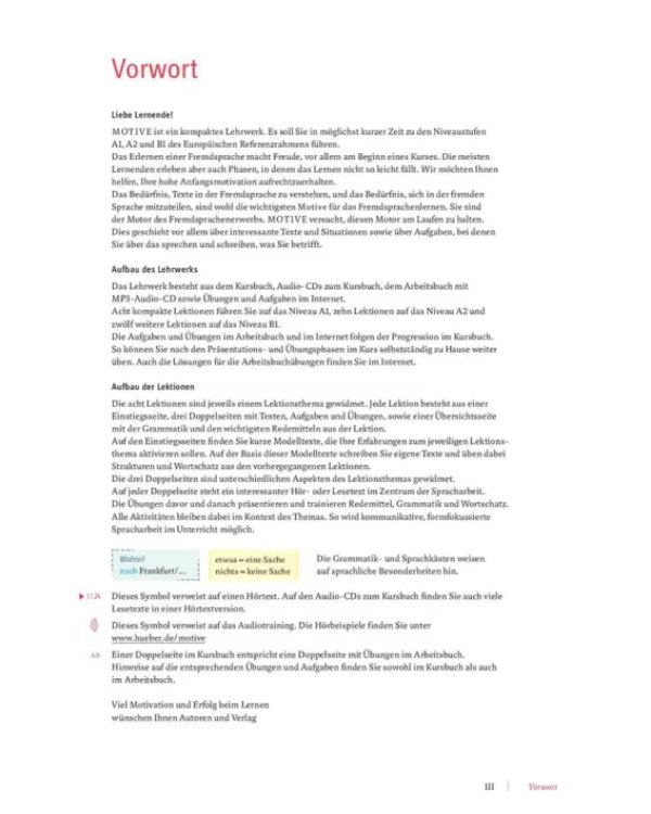 Motive A1. Kursbuch, Lektion 1–8. Kompaktkurs DaF. Deutsch als Fremdsprache