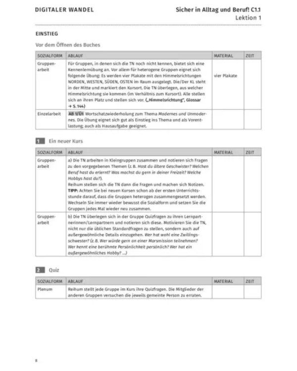 Sicher in Alltag und Beruf! C1.1. Lehrerhandbuch. Deutsch als Zweitsprache