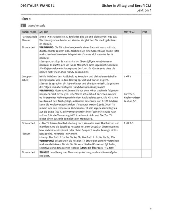 Sicher in Alltag und Beruf! C1.1. Lehrerhandbuch. Deutsch als Zweitsprache