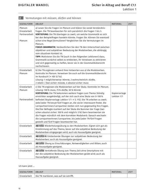 Sicher in Alltag und Beruf! C1.1. Lehrerhandbuch. Deutsch als Zweitsprache