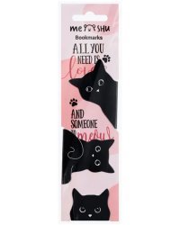 Закладки магнитные для книг Black cat, 3 штуки