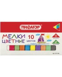 Мел цветной, 10 штук, квадратный