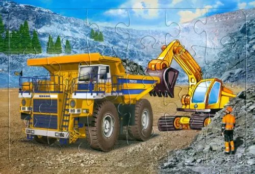 Пазлы 24 элемента Пазл Карьерный самосвал БелАЗ, 24 элемента