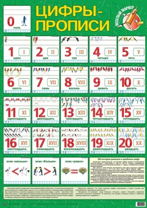 Детский плакат. Цифры-прописи Детский плакат. Цифры-прописи