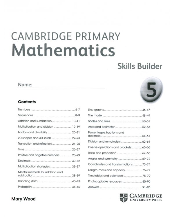 Cambridge Primary Mathematics. Skills Builder 5