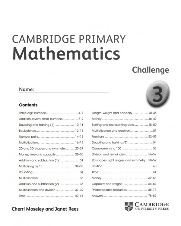 Дополнительное изображение книги «Cambridge Primary Mathematics Challenge 3»