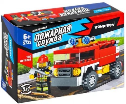 Пожарная служба Конструктор Машина, 5 в 1, 100 деталей