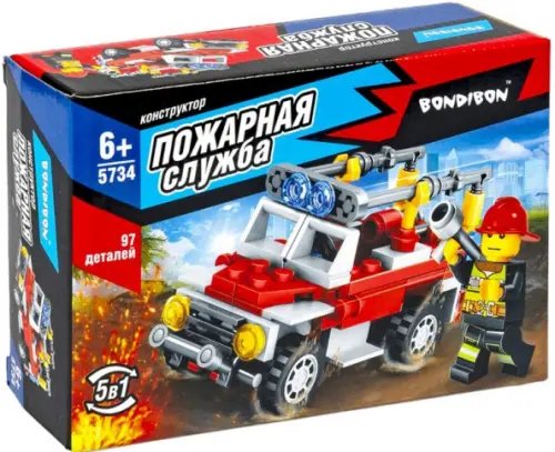 Пожарная служба Конструктор Машина, 5 в 1, 97 деталей