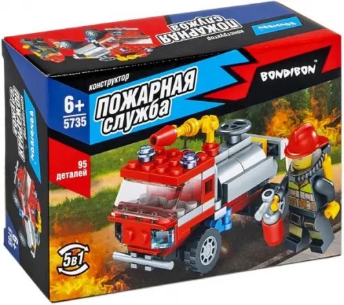 Пожарная служба Конструктор Пожарная машина, 5 в 1, 95 деталей